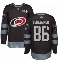 Mens Adidas Carolina Hurricanes 86 Teuvo Teravainen Authentic Black 1917 2017 100th Anniversary NHL Jersey 