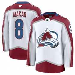 Men Colorado Avalanche 8 Cale Makar White 2024 25 Away Stitched Jersey