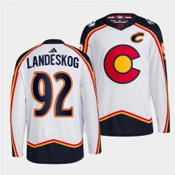 Men Colorado Avalanche 92 Gabriel Landeskog 2022 23 White Reverse Retro Stitched Jersey