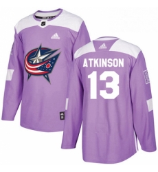 Mens Adidas Columbus Blue Jackets 13 Cam Atkinson Authentic Purple Fights Cancer Practice NHL Jersey 