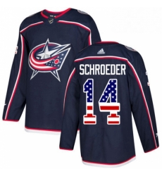 Mens Adidas Columbus Blue Jackets 14 Jordan Schroeder Authentic Navy Blue USA Flag Fashion NHL Jersey 