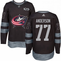 Mens Adidas Columbus Blue Jackets 77 Josh Anderson Authentic Black 1917 2017 100th Anniversary NHL Jersey 