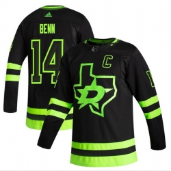 Men Dallas Stars 14 Jamie Benn Black Adidas 2020 21 Reverse Retro Alternate NHL Jersey