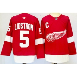 Men Detroit Red Wings 5 Nicklas Lidstr F6m Red 2024 25 Stitched Jersey