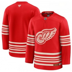 Men Detroit Red Wings Blank Red 2025 Centennial Premium Stitched Hockey Jersey