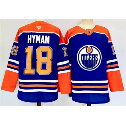 Men Edmonton Oilers 18 Zach Hyman Royal 2024 25 Stitched Jersey