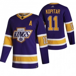 Men Los Angeles Kings 11 Anze Kopitar Black Adidas 2020 21 Reverse Retro Alternate NHL Jersey