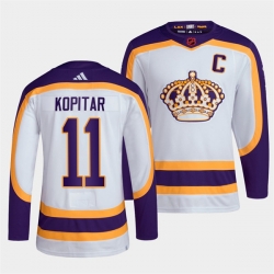 Men Los Angeles Kings 11 Anze Kopitar White 2022 Reverse Retro Stitched Jersey