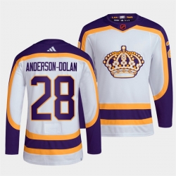 Men Los Angeles Kings 28 Jaret Anderson Dolan White 2022 Reverse Retro Stitched Jersey