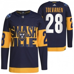 Men Nashville Predators 28 Eeli Tolvanen 2022 Navy Stadium Series Breakaway Player Stitched Jersey