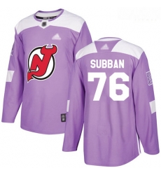 Devils #76 P  K  Subban Purple Authentic Fights Cancer Stitched Hockey Jersey