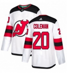 Mens Adidas New Jersey Devils 20 Blake Coleman Authentic White Away NHL Jersey 