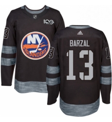 Mens Adidas New York Islanders 13 Mathew Barzal Authentic Black 1917 2017 100th Anniversary NHL Jersey 