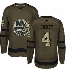 Mens Adidas New York Islanders 4 Thomas Hickey Authentic Green Salute to Service NHL Jersey 