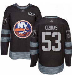 Mens Adidas New York Islanders 53 Casey Cizikas Premier Black 1917 2017 100th Anniversary NHL Jersey 