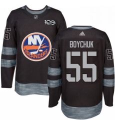 Mens Adidas New York Islanders 55 Johnny Boychuk Authentic Black 1917 2017 100th Anniversary NHL Jersey 