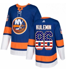 Mens Adidas New York Islanders 86 Nikolay Kulemin Authentic Royal Blue USA Flag Fashion NHL Jersey 