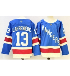 Men New York Rangers 13 Alexis Lafreniere Blue 2025 Stitched Hockey Jersey