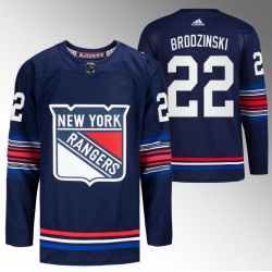 Men New York Rangers 22 Jonny Brodzinski Navy Stitched Jersey