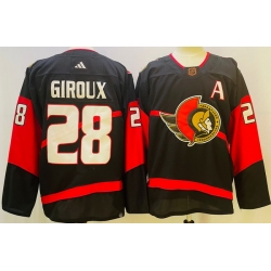 Men Ottawa Senators 28 Claude Giroux Black 2022 23 Reverse Black Stitched Jersey