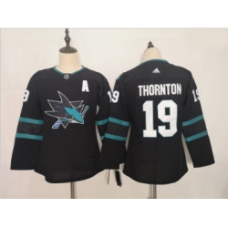 Youth Sharks 19 Joe Thornton Black Youth Adidas Jersey