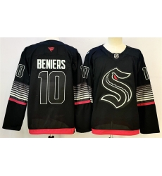 Men Seattle Kraken 10 Matty Beniers Black 2026 Alternate Stitched Hockey Jersey Men Seattle Kraken 10 Matty Beniers Black 2026 Alternate Stitched Hockey Jersey