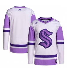 Men Seattle Kraken Blank White Purple Stitched Jersey