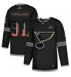 Men St.Louis Blues 91 Vladimir Tarasenko Black USA Flag Fashion Adidas Jersey