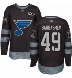 Mens Adidas St Louis Blues 49 Ivan Barbashev Authentic Black 1917 2017 100th Anniversary NHL Jersey 