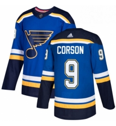 Mens Adidas St Louis Blues 9 Shayne Corson Premier Royal Blue Home NHL Jersey 