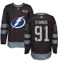 Lightning #91 Steven Stamkos Black 1917 2017 100th Anniversary Stitched NHL Jersey