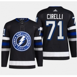 Men Tampa Bay Lightning 71 Anthony Cirelli Black Alternate Premier Breakaway Stitched Jersey