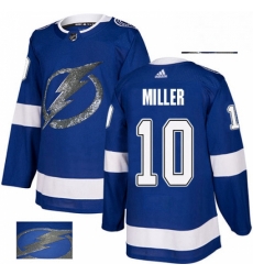 Mens Adidas Tampa Bay Lightning 10 JT Miller Authentic Royal Blue Fashion Gold NHL Jerse