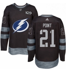 Mens Adidas Tampa Bay Lightning 21 Brayden Point Authentic Black 1917 2017 100th Anniversary NHL Jersey 