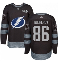 Mens Adidas Tampa Bay Lightning 86 Nikita Kucherov Authentic Black 1917 2017 100th Anniversary NHL Jersey 