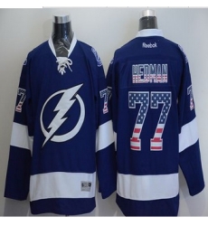 Tampa Bay Lightning #77 Victor Hedman Blue USA Flag Fashion Stitched NHL Jersey