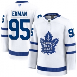 Men Toronto Maple Leafs Oliver Ekman 95 Fanatics Away White Premium Stitched Hockey Jersey