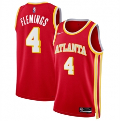 Men Atlanta Hawks  4 Kingston Flemings Red 2026 Draft Icon Edition Stitched Jersey