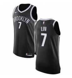 Womens Nike Brooklyn Nets 7 Jeremy Lin Authentic Black Road NBA Jersey Icon Edition