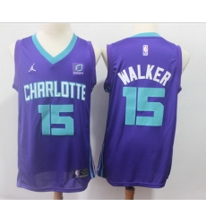 Hornets 15 Kemba Walker Purple Nike Swingman Jersey