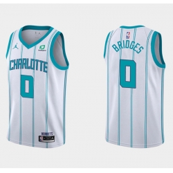 Men Charlotte Hornets 0 Miles Bridges White Stitched Basketball Jersey