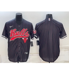 Men Chicago Bulls Blank Black Cool Base Stitched Baseball Jersey