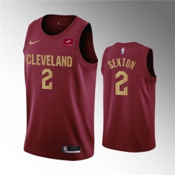 Men Cleveland Cavaliers 2 Collin Sexton Wine Icon Edition Stitched Basketball Jersey