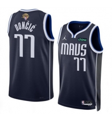 Men Dallas Mavericks 77 Luka Doncic Navy 2024 Finals Statement Edition Stitched Basketball Jersey