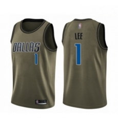 Mens Dallas Mavericks 1 Courtney Lee Swingman Green Salute to Service Basketball Jersey 