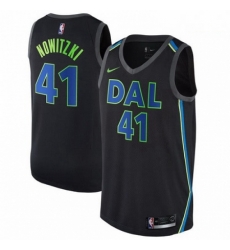 Mens Nike Dallas Mavericks 41 Dirk Nowitzki Authentic Black NBA Jersey City Edition