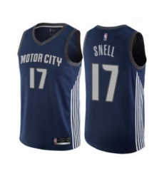 Womens Detroit Pistons 17 Tony Snell Swingman Navy Blue Basketball Jersey City Edition 