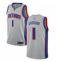 Womens Nike Detroit Pistons 1 Reggie Jackson Swingman Silver NBA Jersey Statement Edition