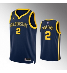 Men Golden State Warriors 2 Ryan Rollins Navy Statement Edition Stitched Jersey