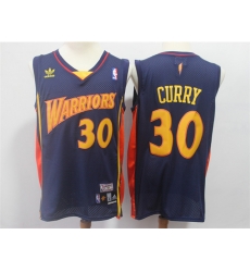 Men Golden State Warriors #30 Stephen Curry Throwback Navy Hardwood Classics Jersey